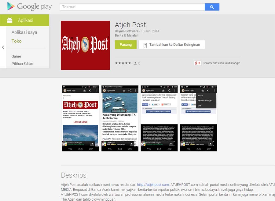 Aplikasi android ATJEHPOST.com di Google Play