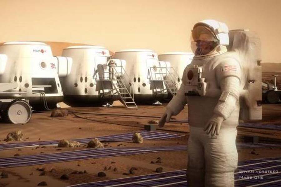 Ilustrasi astronot Mars One ketika mendarat di Planet Mars | Foto: viva.co.id